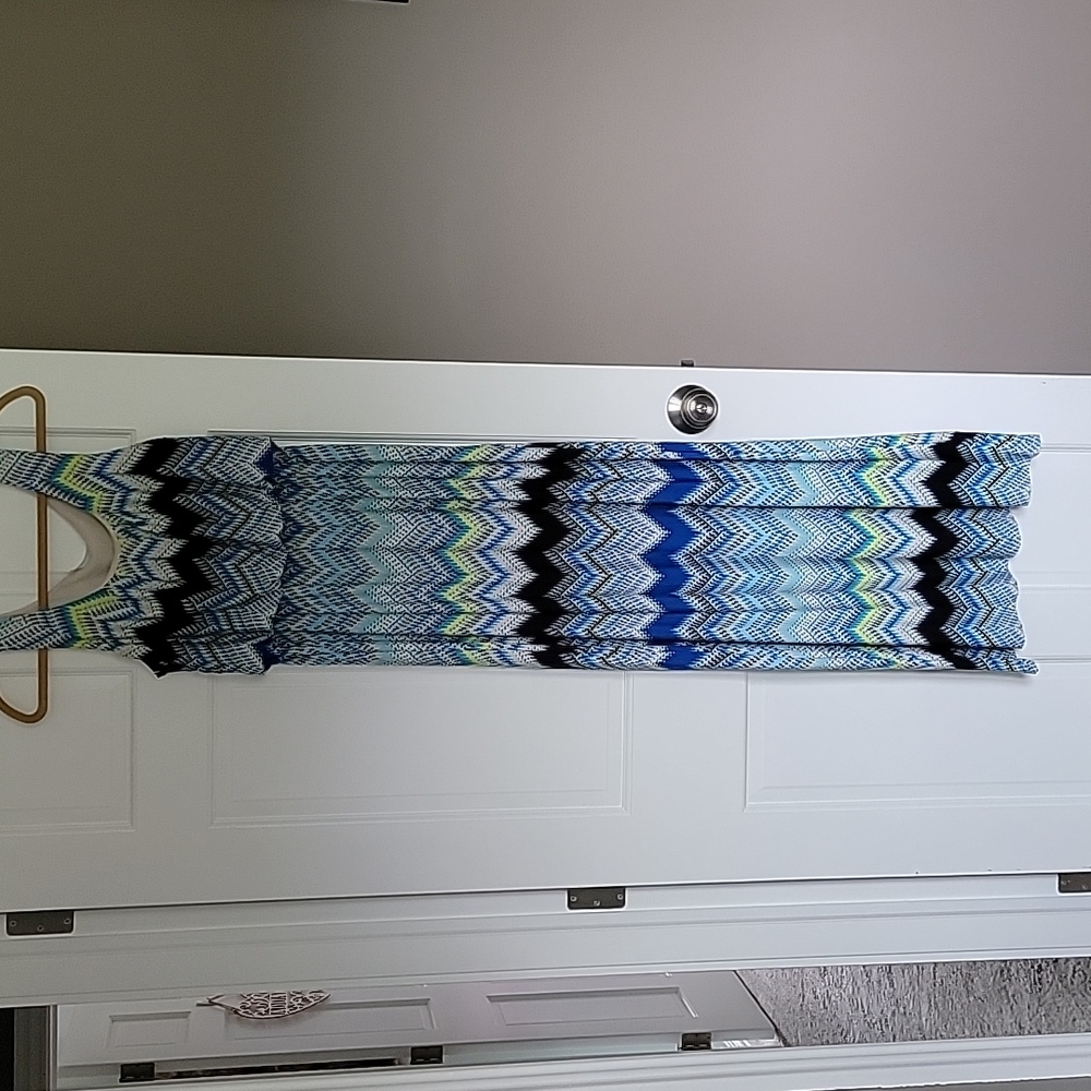 Blue patterned maxi dress